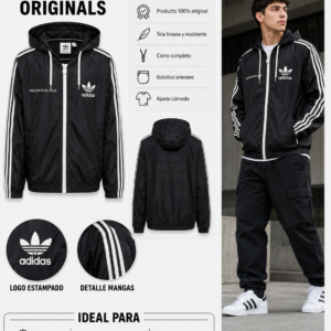 Campera Rompevientos Adidas Originals con Capucha
