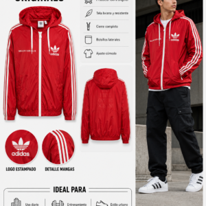 Campera Rompevientos Adidas Originals con Capucha