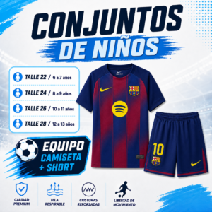 Equipo de Fútbol Infantil BARCELONA – Camiseta + Short