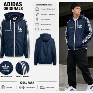 Campera Rompevientos Adidas Originals con Capucha
